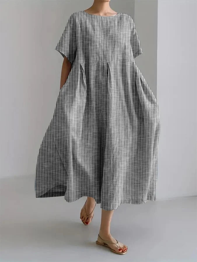 Daphne - Vintage-Inspired Striped Loose Dress
