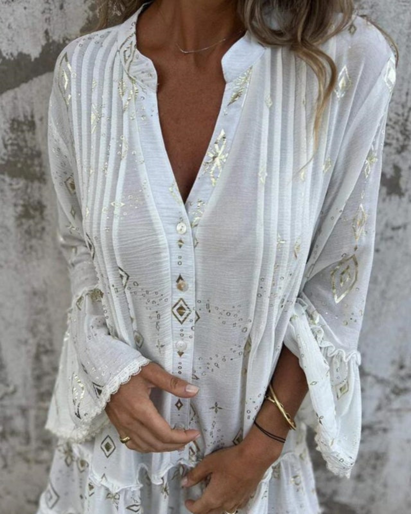 Teagan - Women’s Loose Fit V-Neck Boho Dress