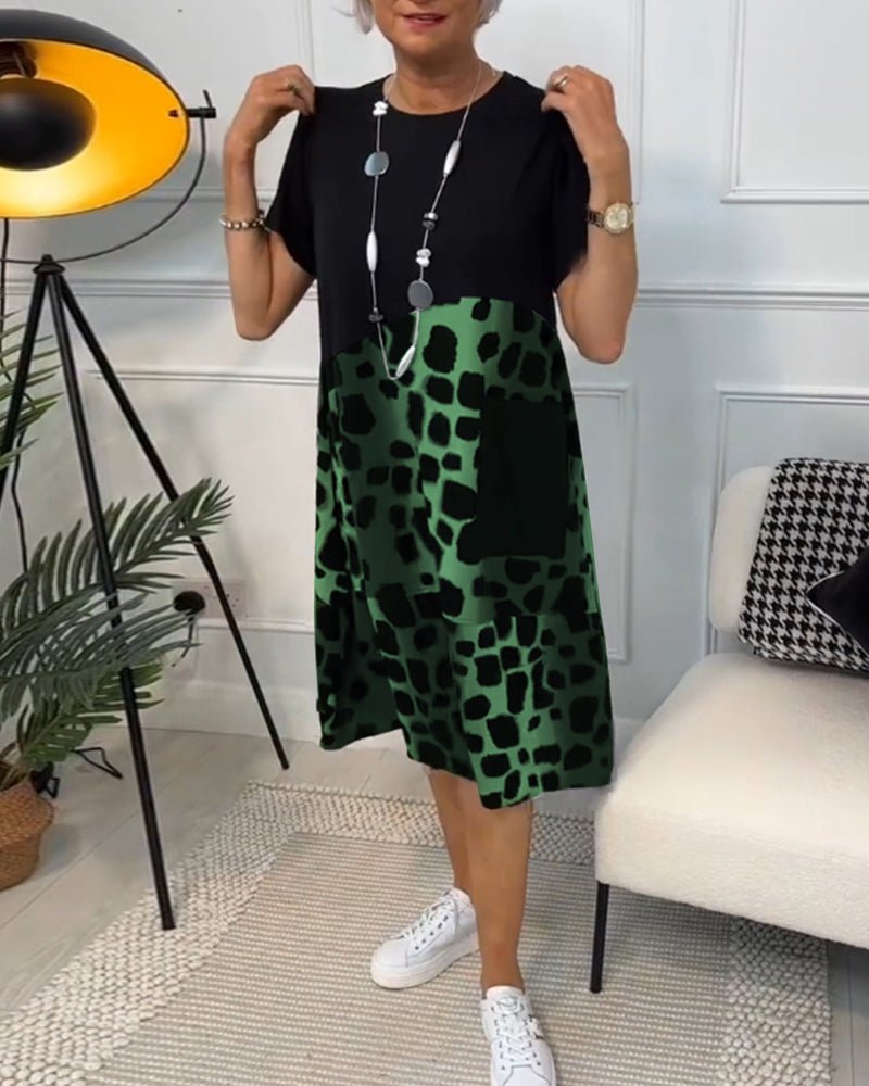 Jasetta - Fashionable Round Neck Printed Dress