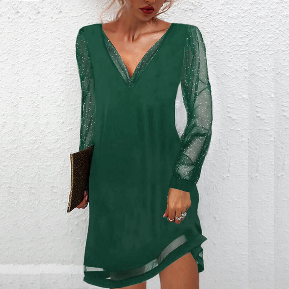 Kipling - Elegant V-Neck Sequins Midi Dress
