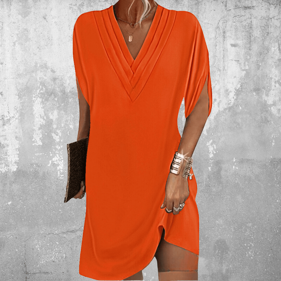 Hadley - Elegant V-Neck Tummy Covering Dress