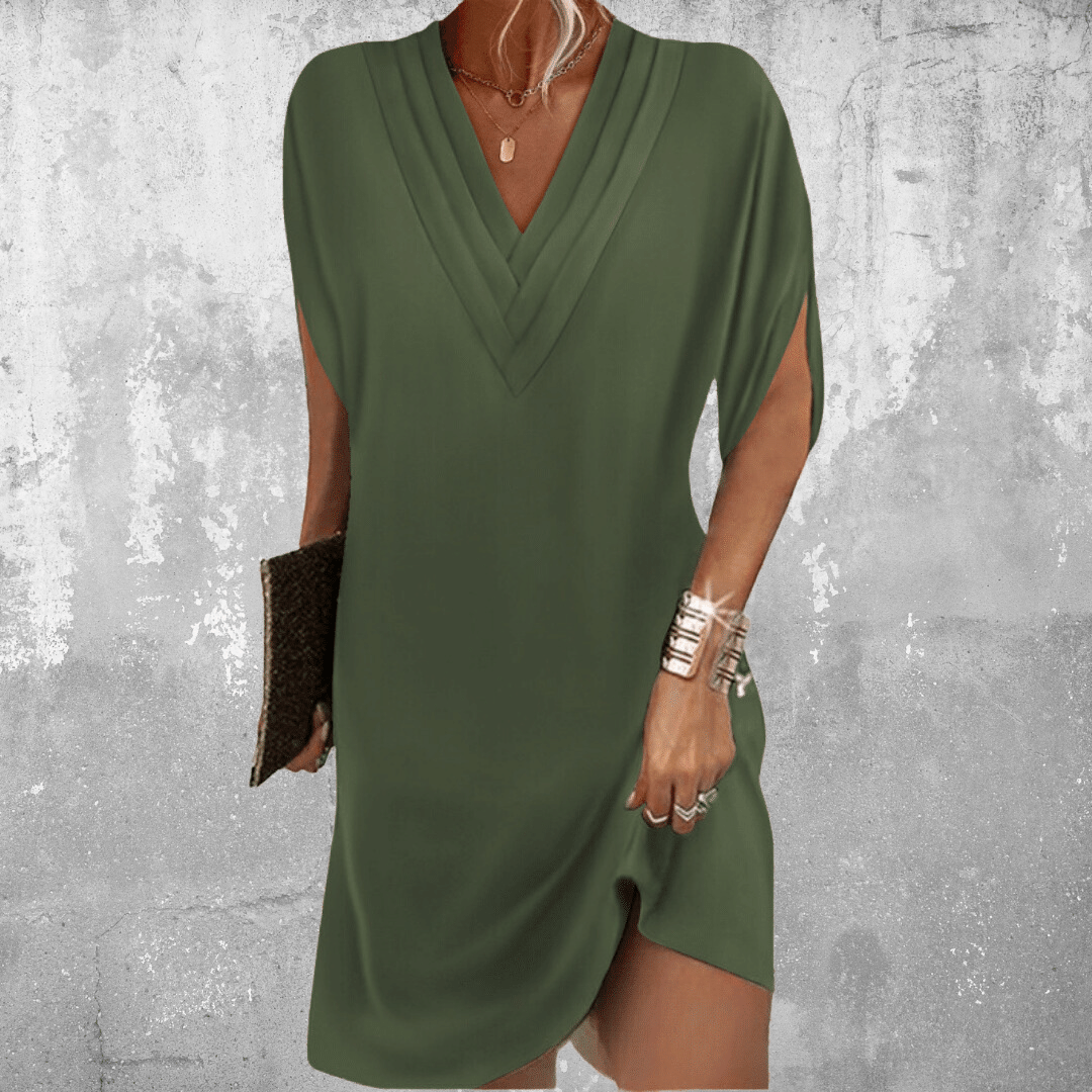 Zirelle - Elegant Multi-Layered V-Neck Dress