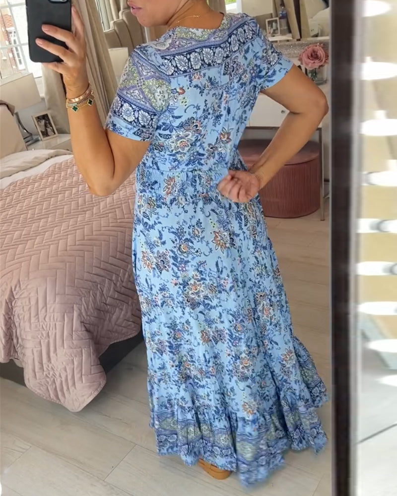 Dagmar™ - V-Neck Dress with Floral Pattern