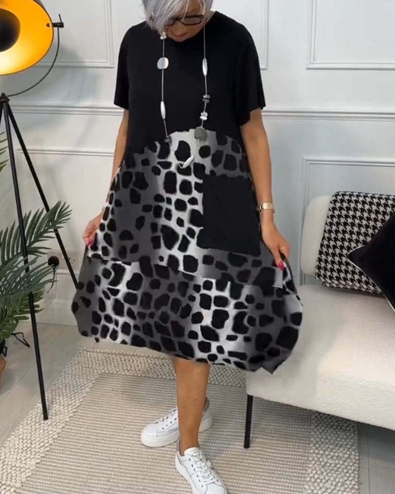 Jasetta - Fashionable Round Neck Printed Dress