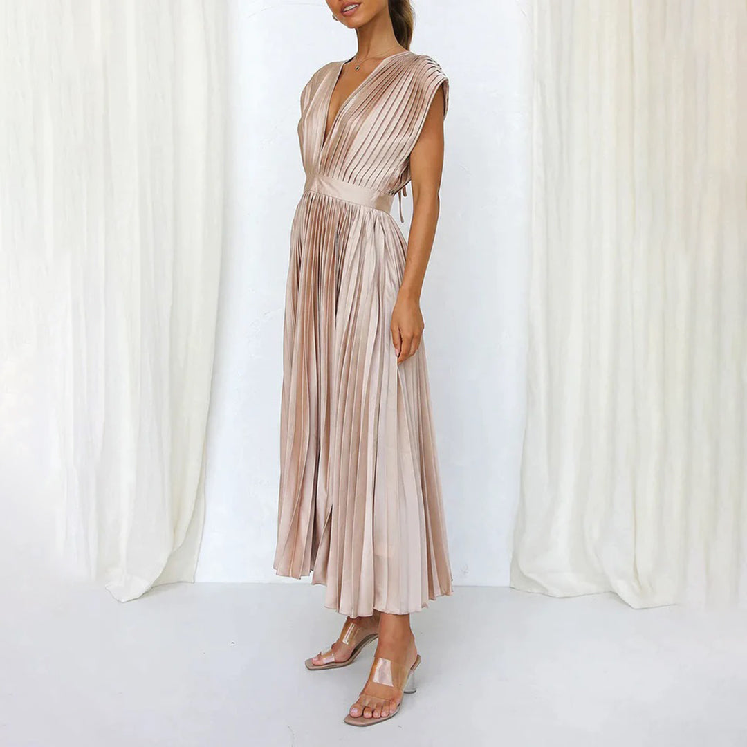 Kinsley - Women's Deep V-neck Patchwork Party Dress
