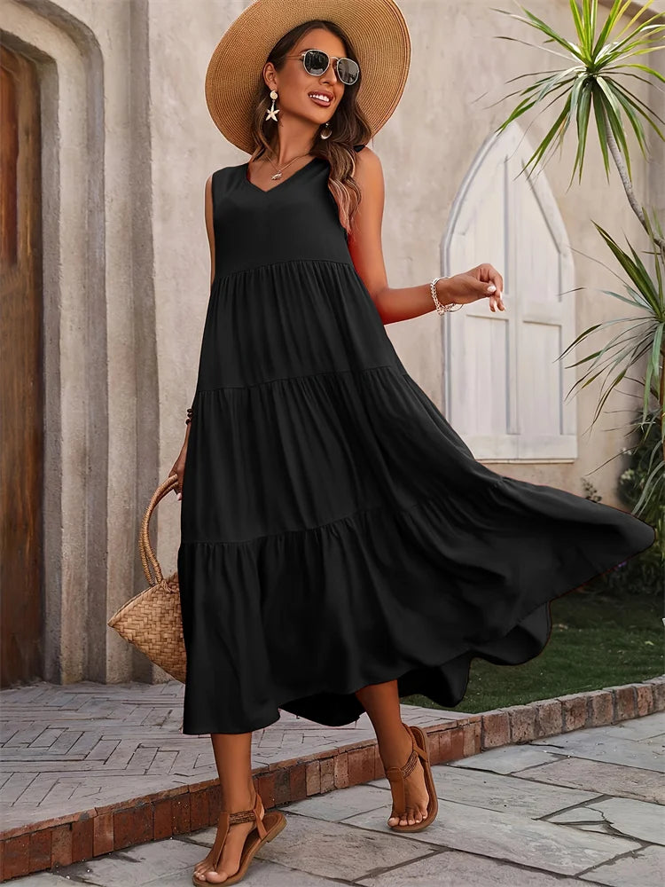 Hannah - Elegant Layered Mid-Calf Midi Dress