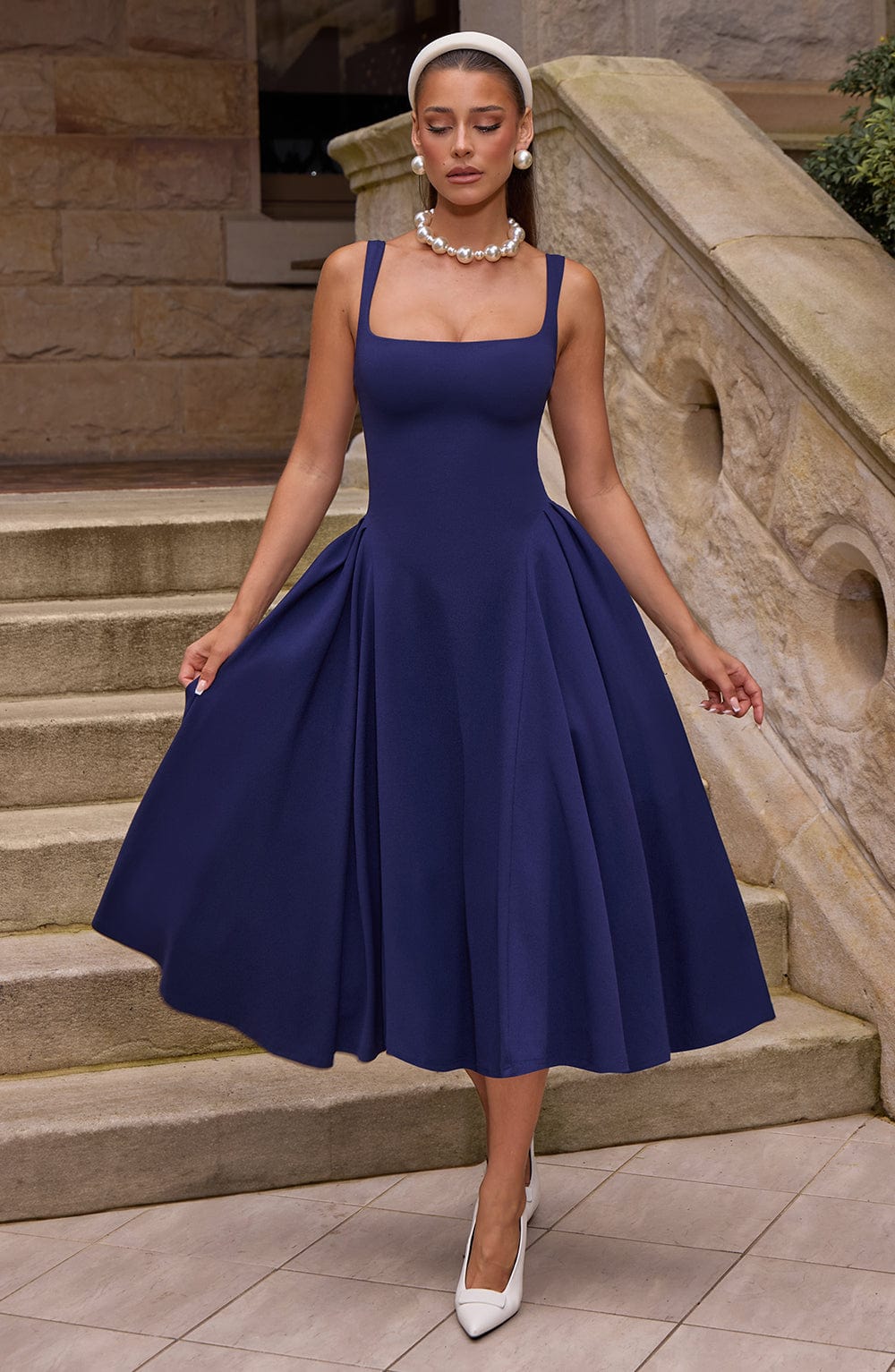 Betty Midi Dress - Navy Dress Babyboo Fashion Premium Exclusive Design