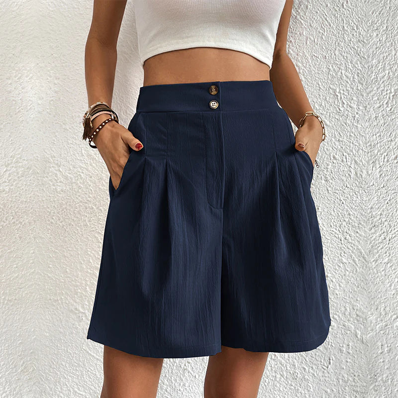 Azaline - Casual Elastic Waist Multi-Color Shorts