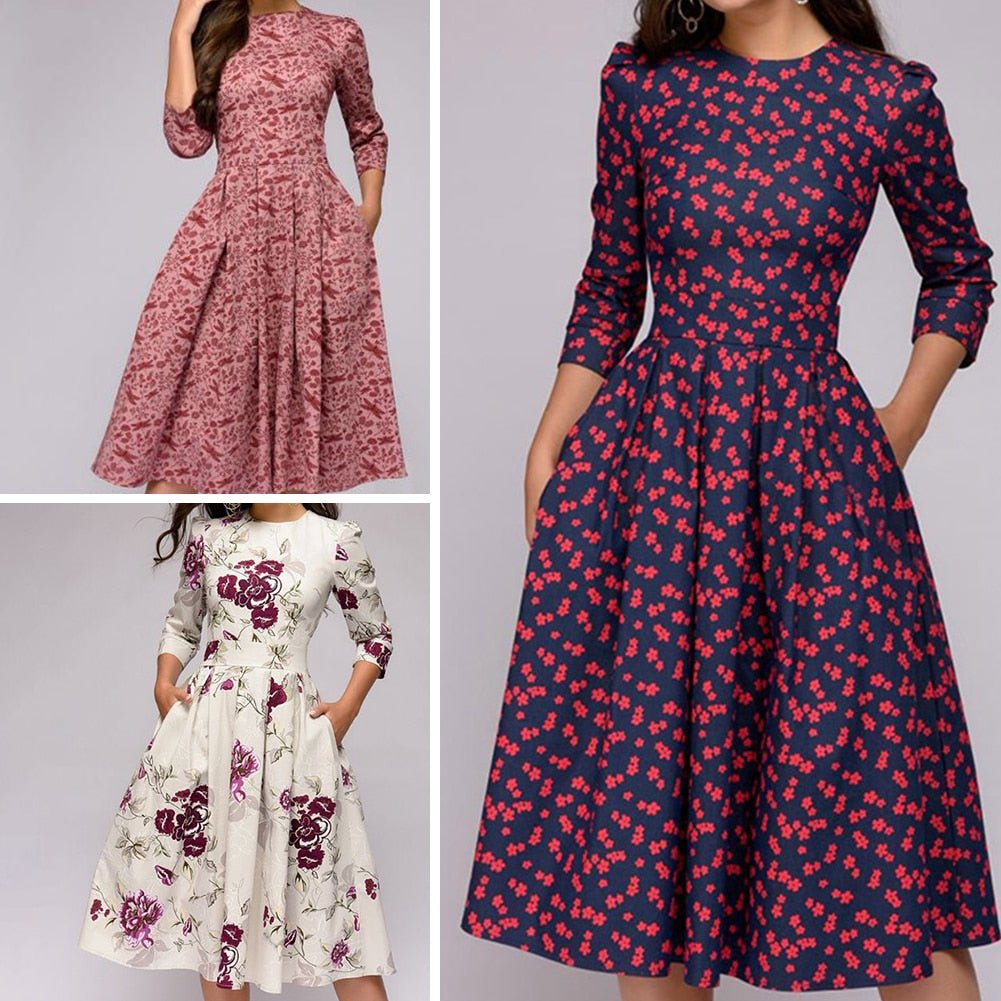 Zerelda - Elegant Pleated Floral Dress