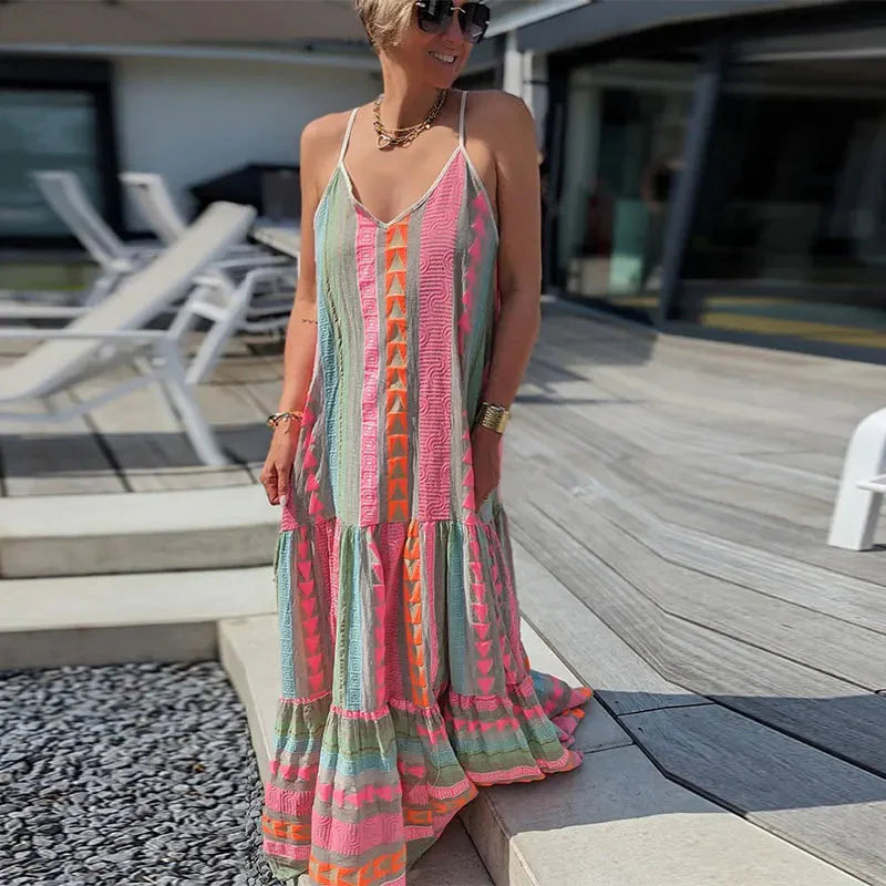 Grecian Neck Tie Belt Dress