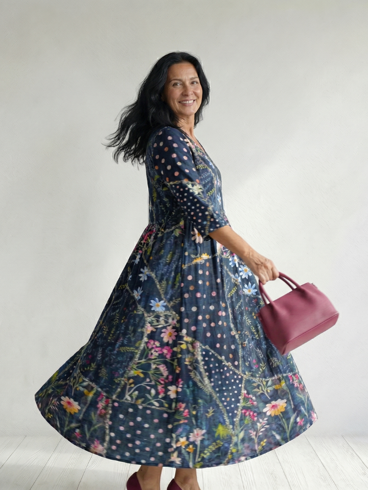 Zane | Easy Gather Floral Midi Dress