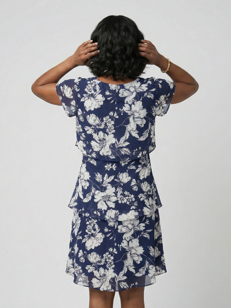 Thea | Subtle Floral Knee Length Dress