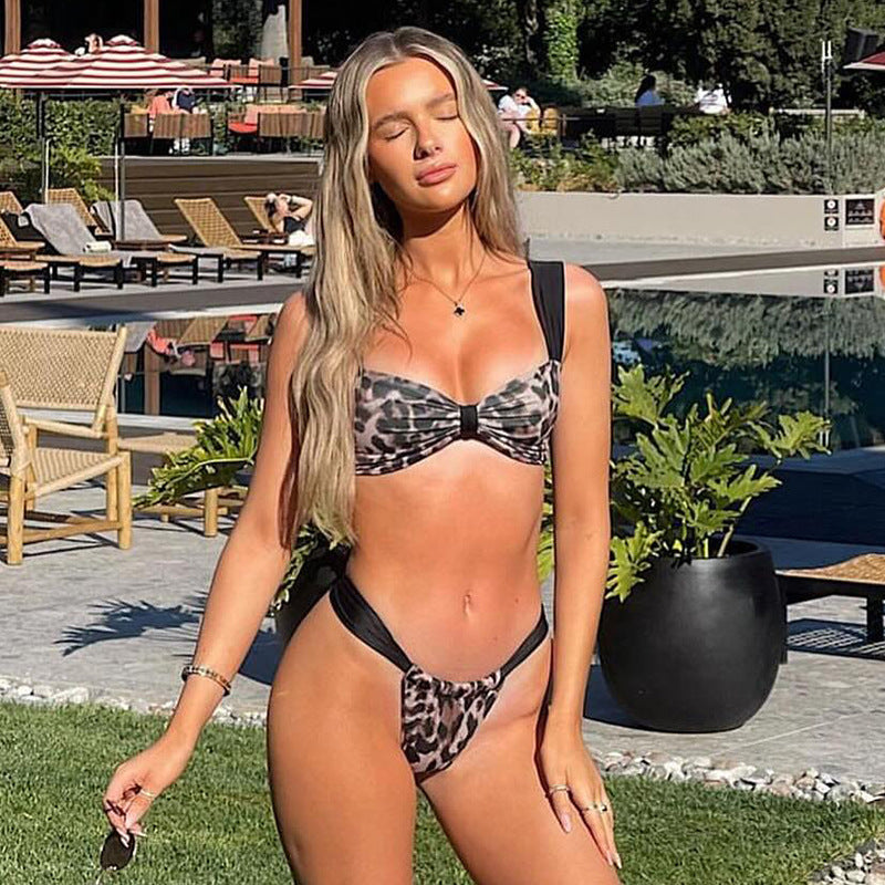 Calista - Leopard Print Three-Point Bikini Set