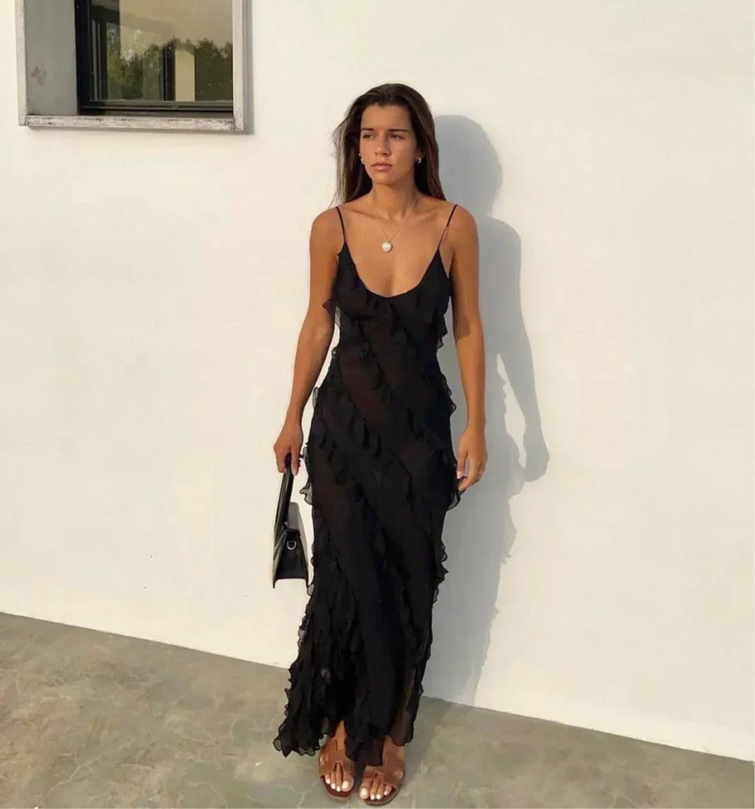 Mia - Elegant Split Hem Floor Length Maxi Dress