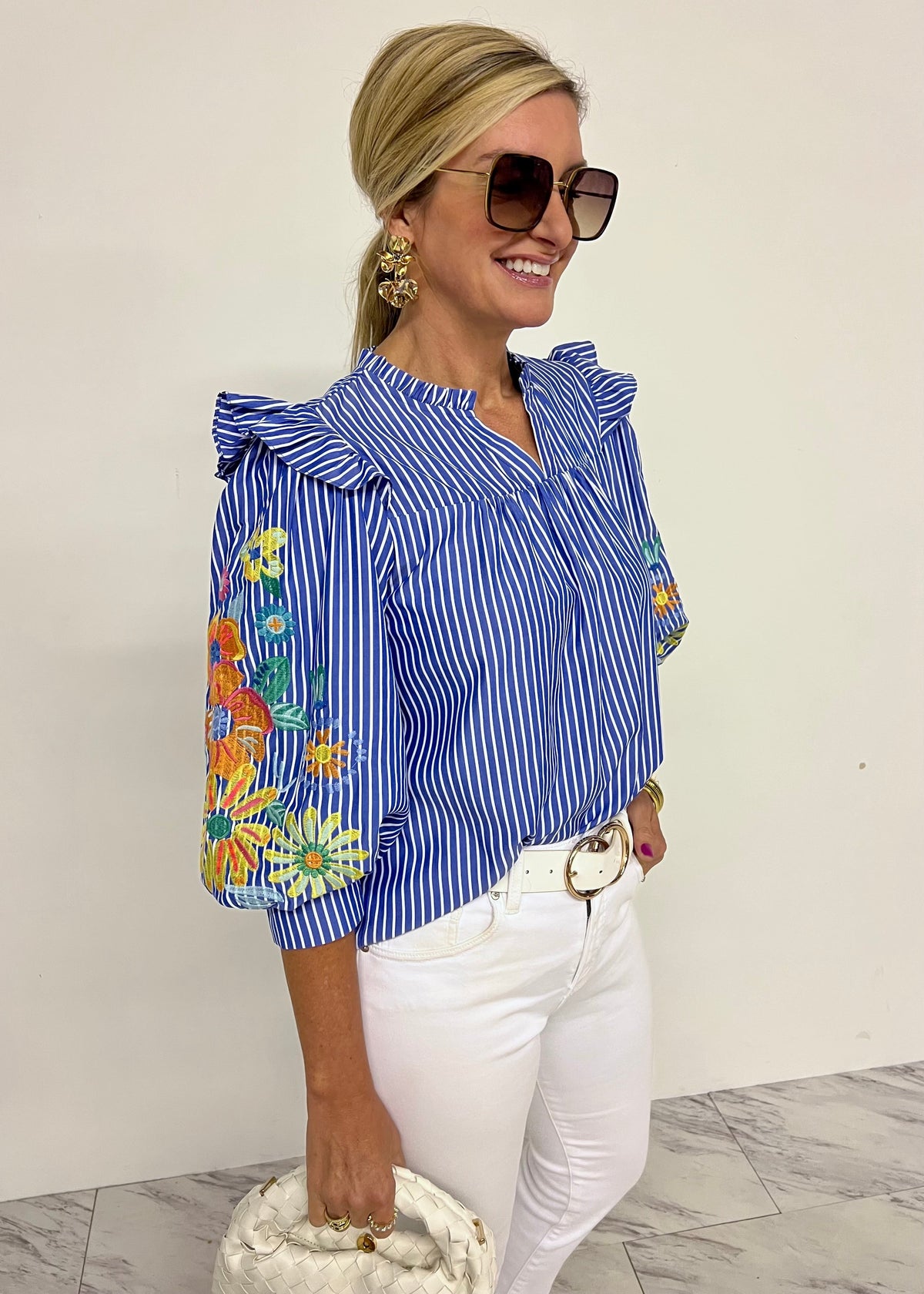 Flourish Stripe Embroidered Sleeve
