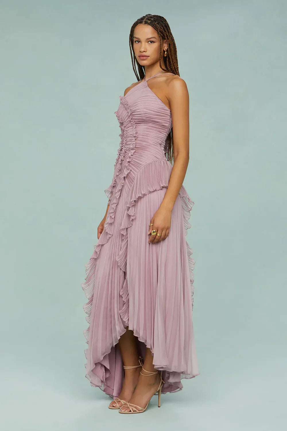 Lavirea – Sculpted pleats – One-shoulder midi dress