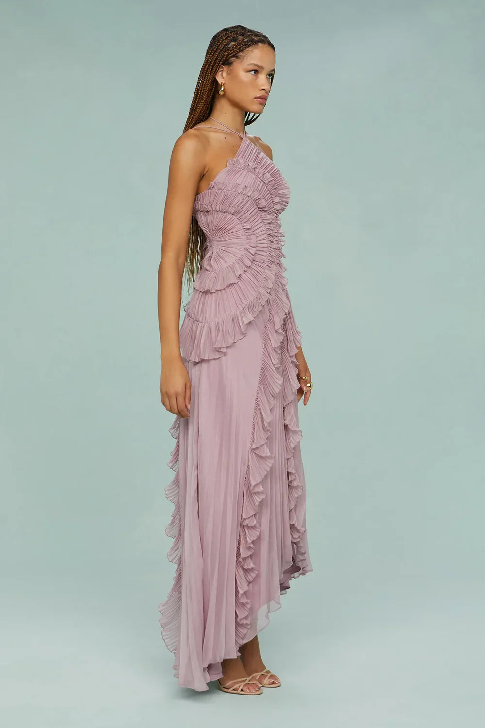 Lavirea – Sculpted pleats – One-shoulder midi dress