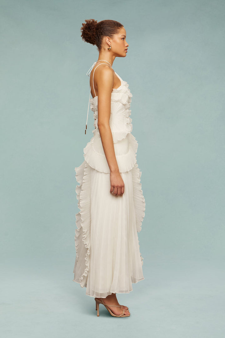 Lavirea – Sculpted pleats – One-shoulder midi dress