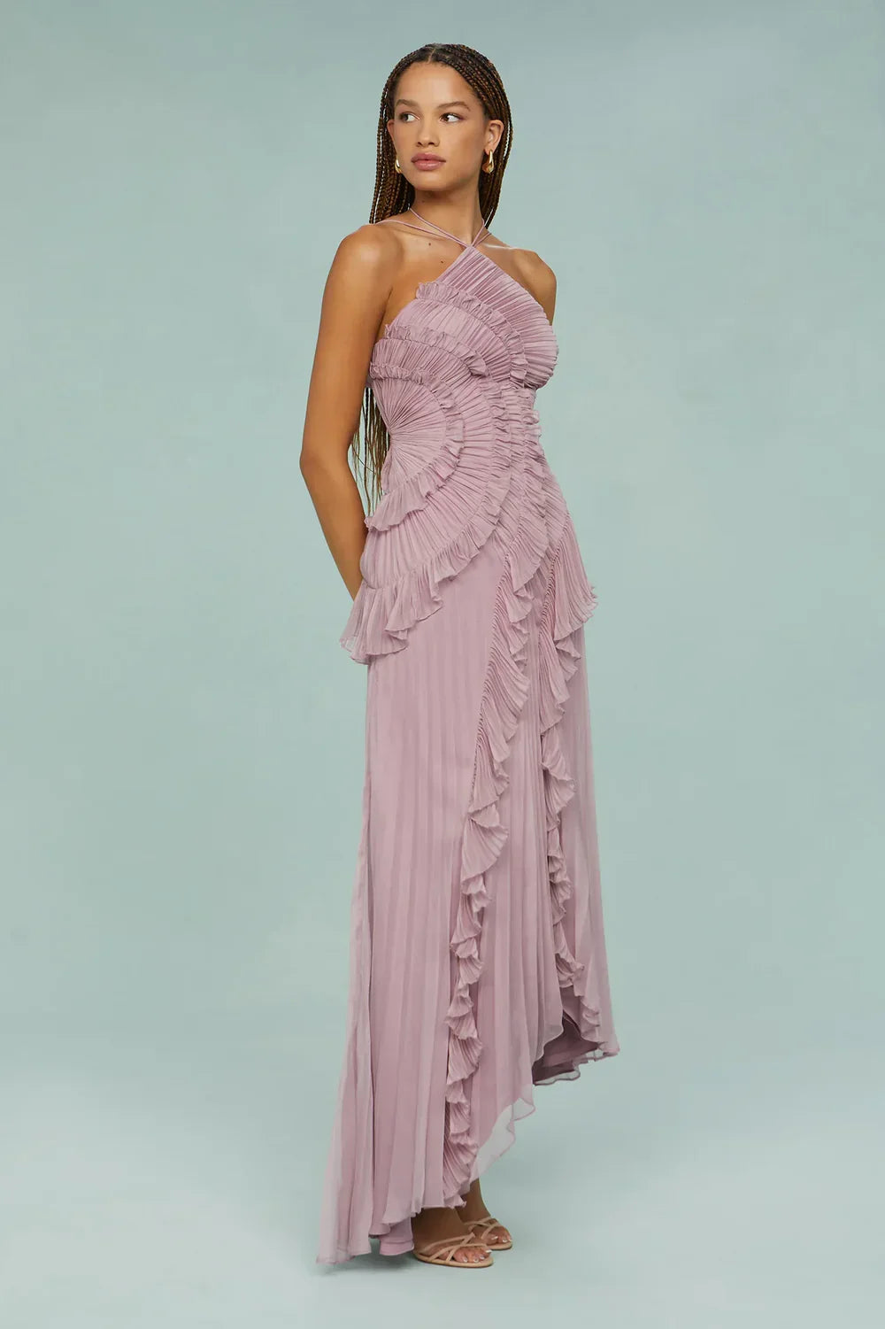 Lavirea – Sculpted pleats – One-shoulder midi dress