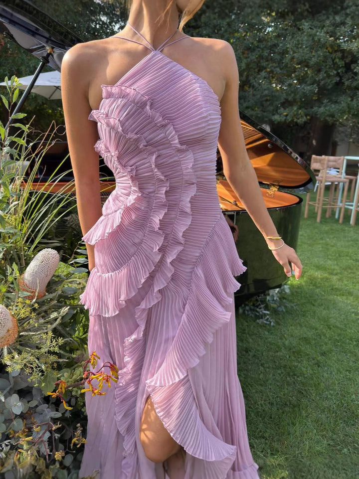 Caitlyn - Ruffles Tiered Backless Party Dres