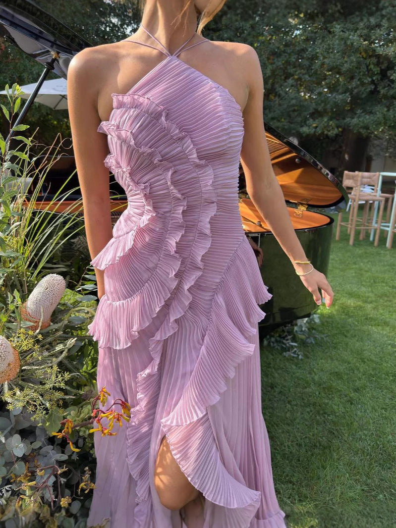 Caitlyn - Ruffles Tiered Backless Party Dres