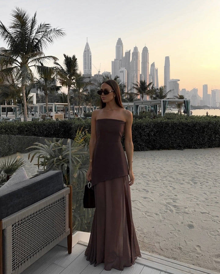 Jasmine - Elegant Ribbon Waist Cinching Splice Party Dress