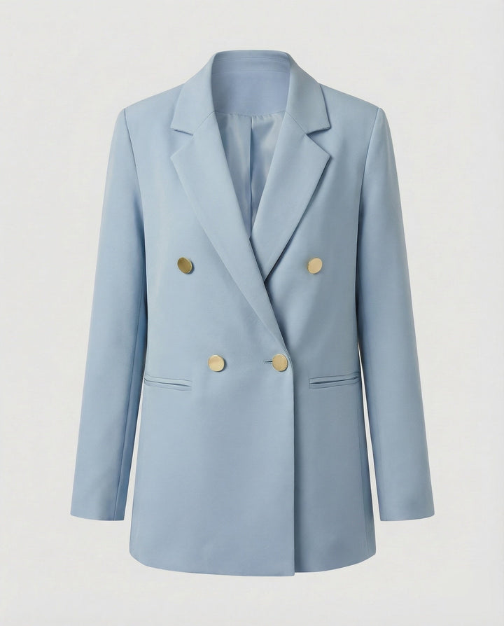 Women's Double-Breasted Blazer with Notch Lapel