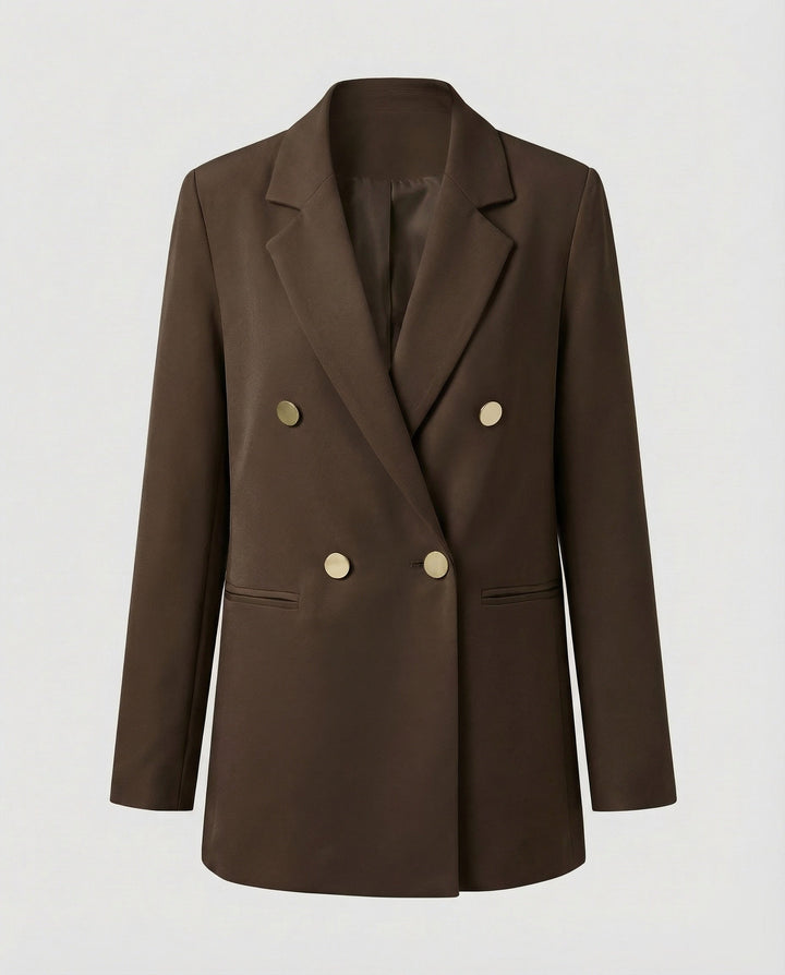 Women's Double-Breasted Blazer with Notch Lapel