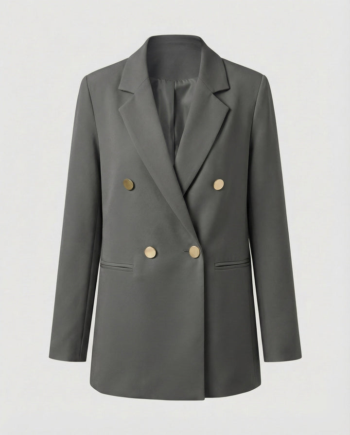 Women's Double-Breasted Blazer with Notch Lapel