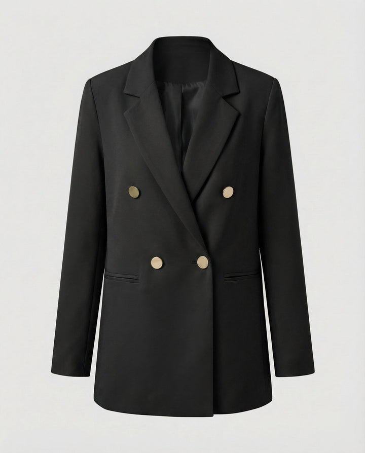 Women's Double-Breasted Blazer with Notch Lapel