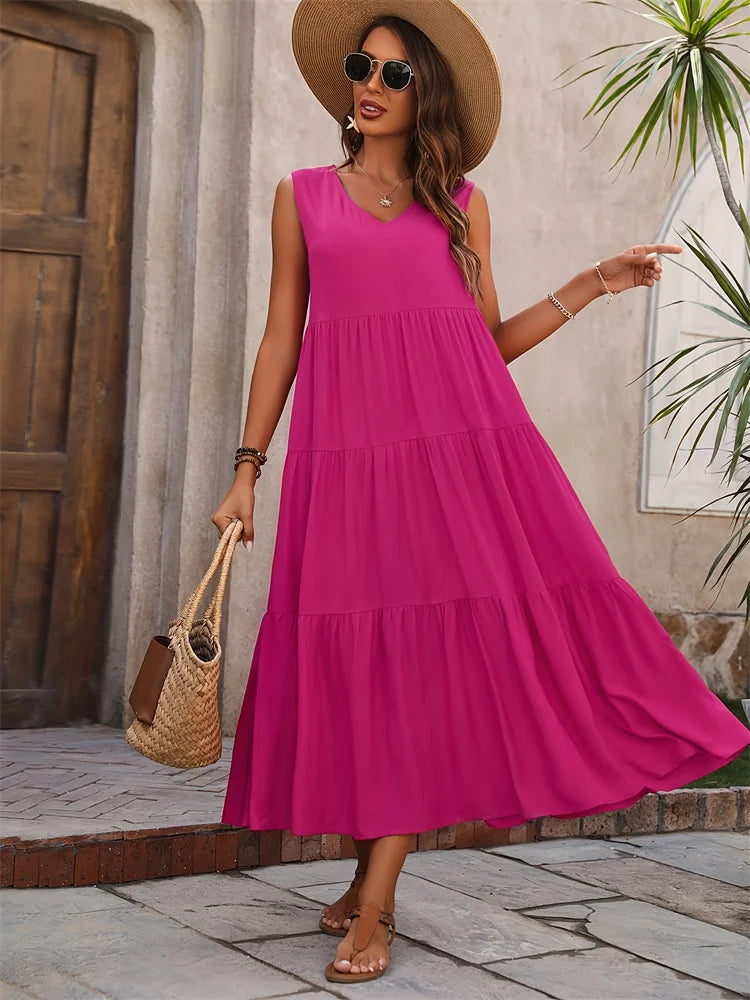 Hannah - Elegant Layered Mid-Calf Midi Dress