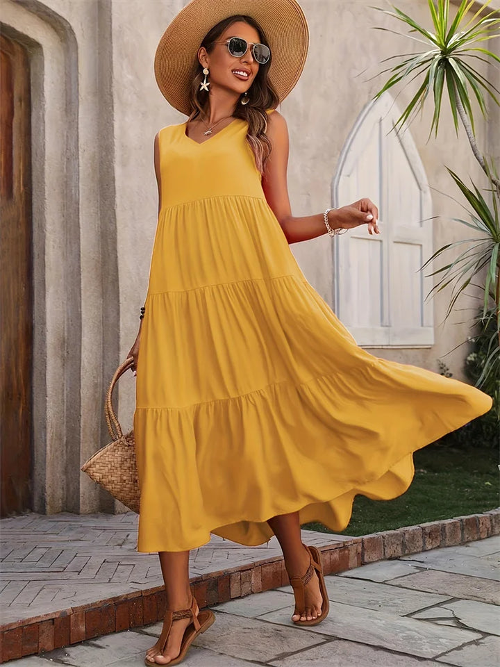 Hannah - Elegant Layered Mid-Calf Midi Dress