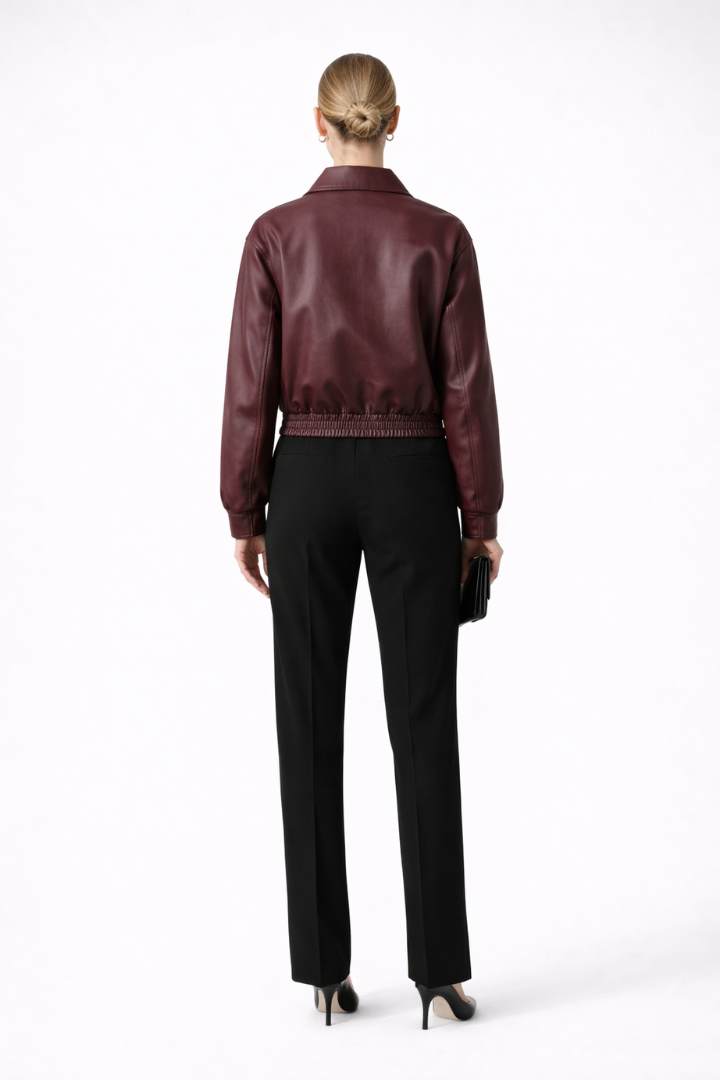 Women’s Bomber Jacket with Zip Closure and Elasticated Hem