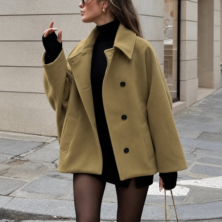 Women's Double-Breasted Cape Coat Oversized Collar