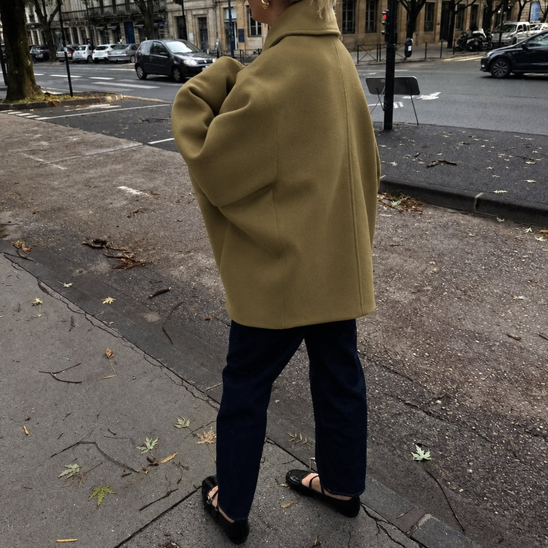 Women's Double-Breasted Cape Coat Oversized Collar