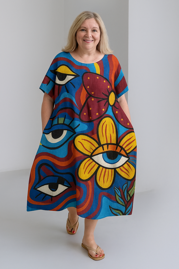 Zinnia - Vintage-Inspired Tummy Covering Midi Dress