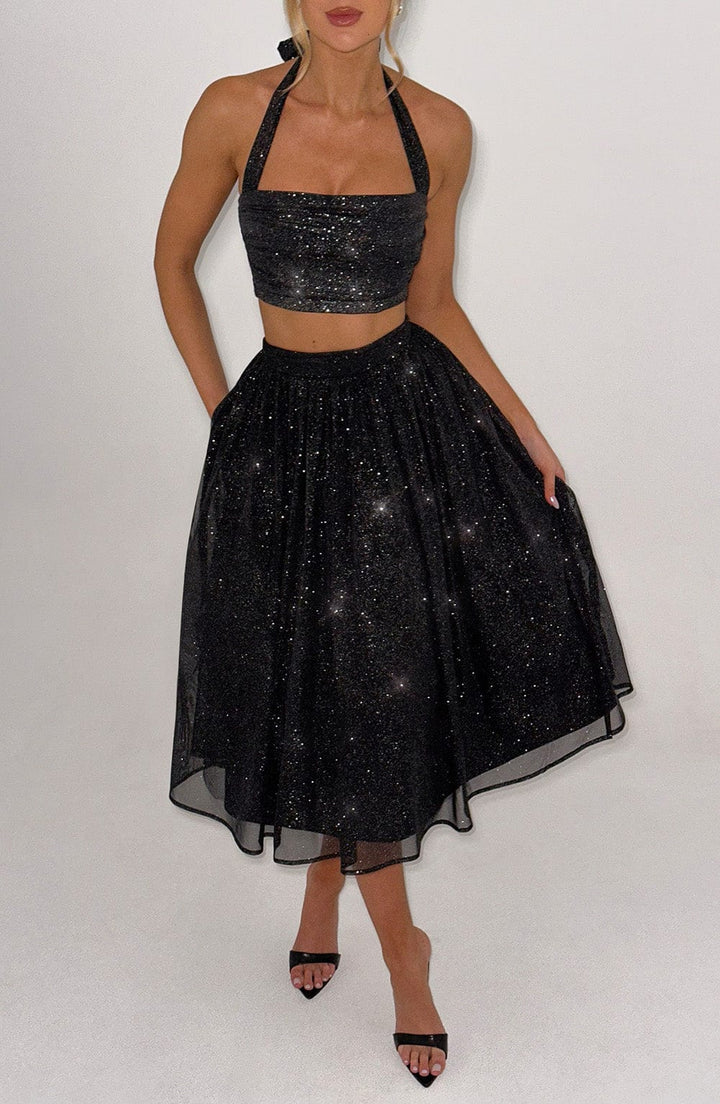 Alani Crop Top - Black Sparkle