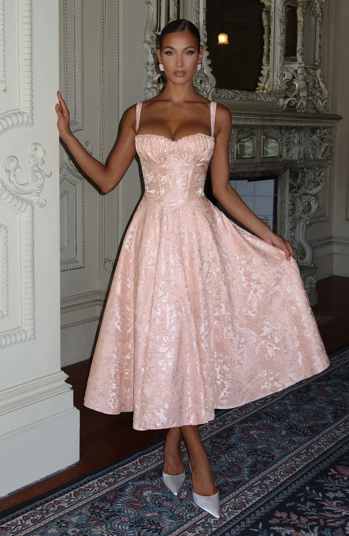 Amity Midi Dress - Soft Peach Dress Babyboo Fashion Premium Exclusive Design