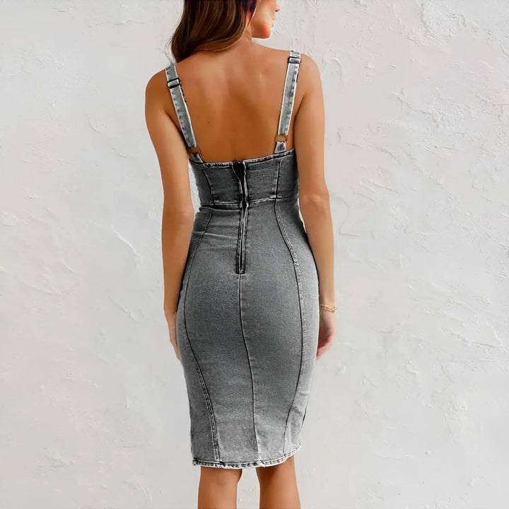 Brietta - Casual U-Neck Denim Dress