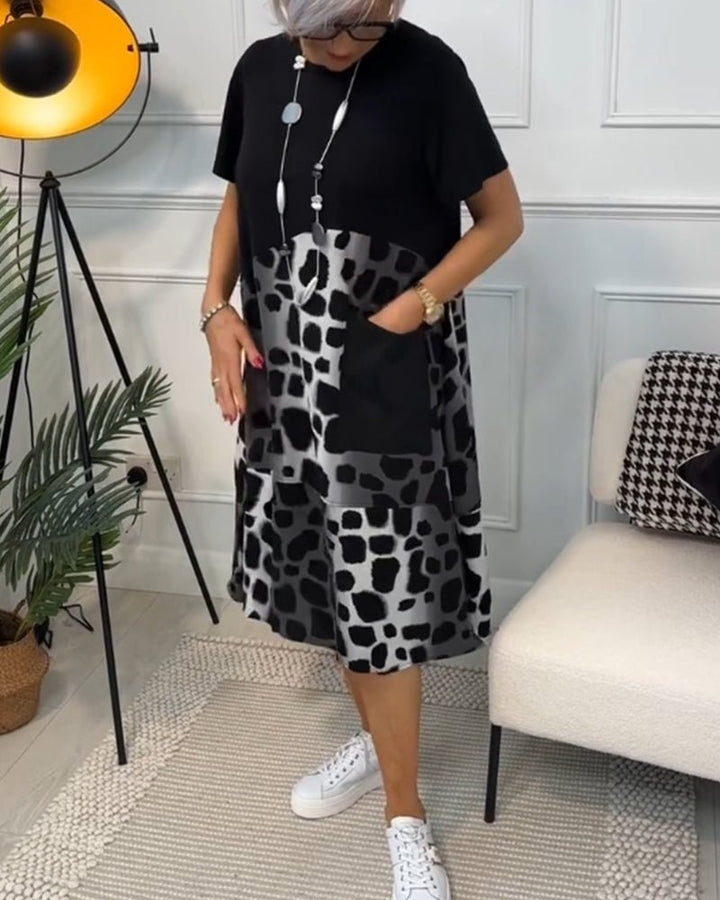 Jasetta - Fashionable Round Neck Printed Dress
