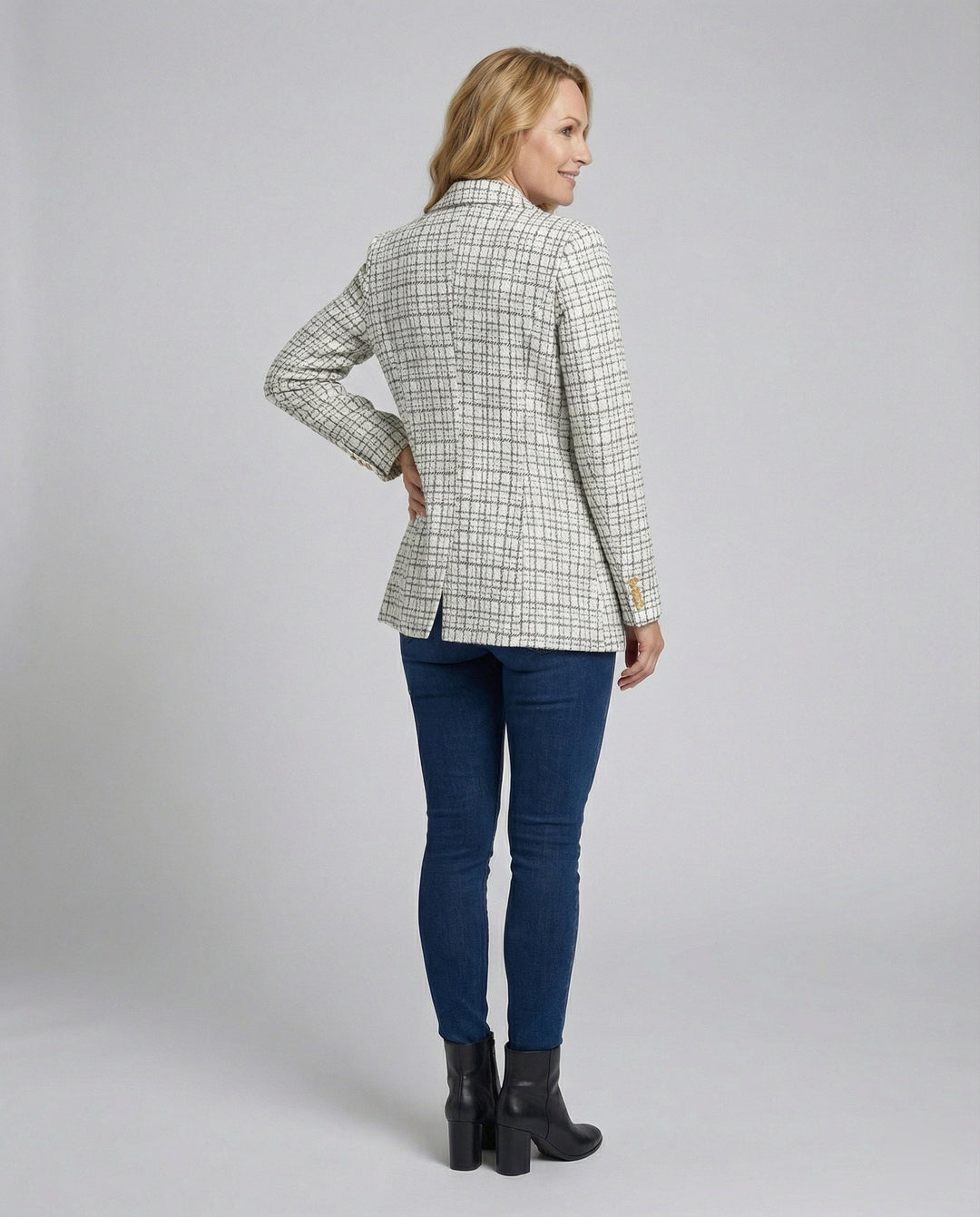 Women's Houndstooth Tailored Blazer Single Button