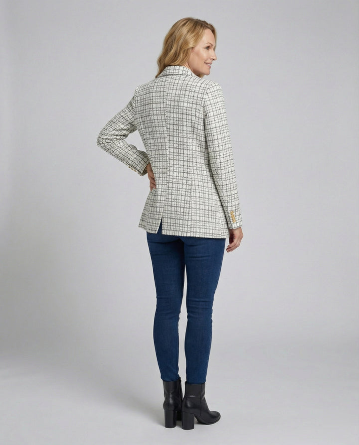 Women's Houndstooth Tailored Blazer Single Button