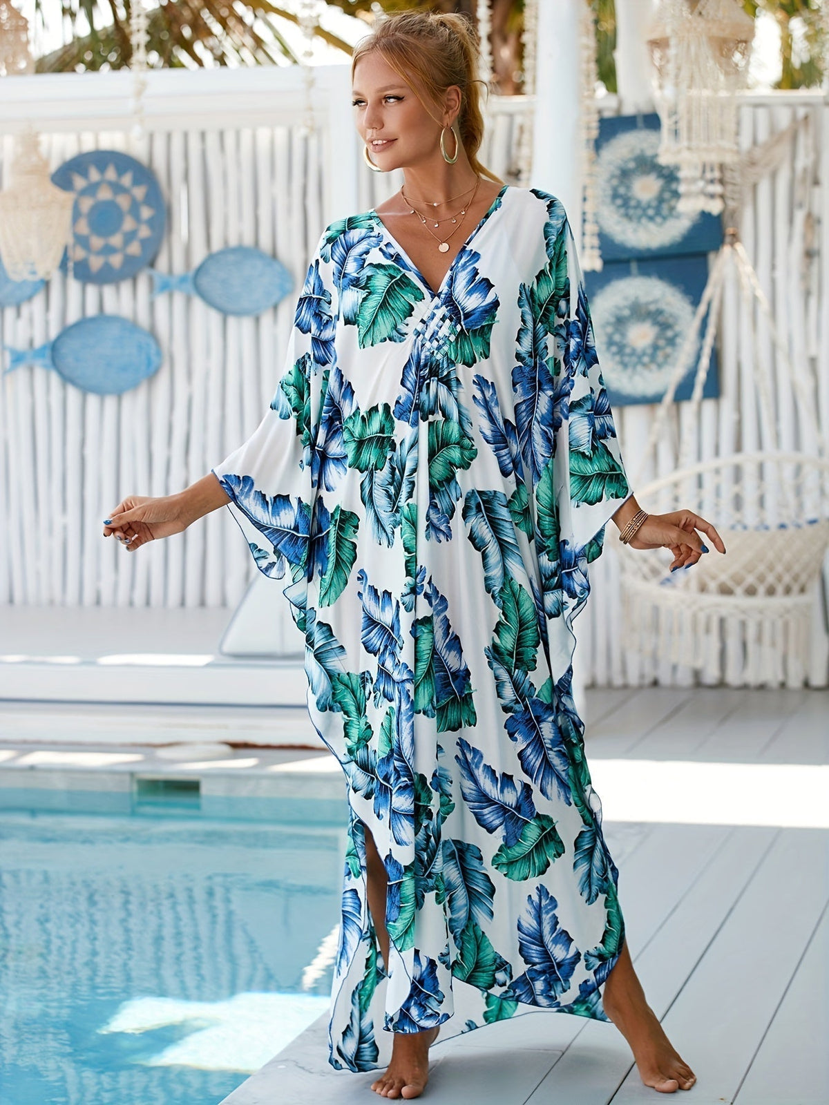 Mia - Casual V-Neck Side Split Summer Beach Dress