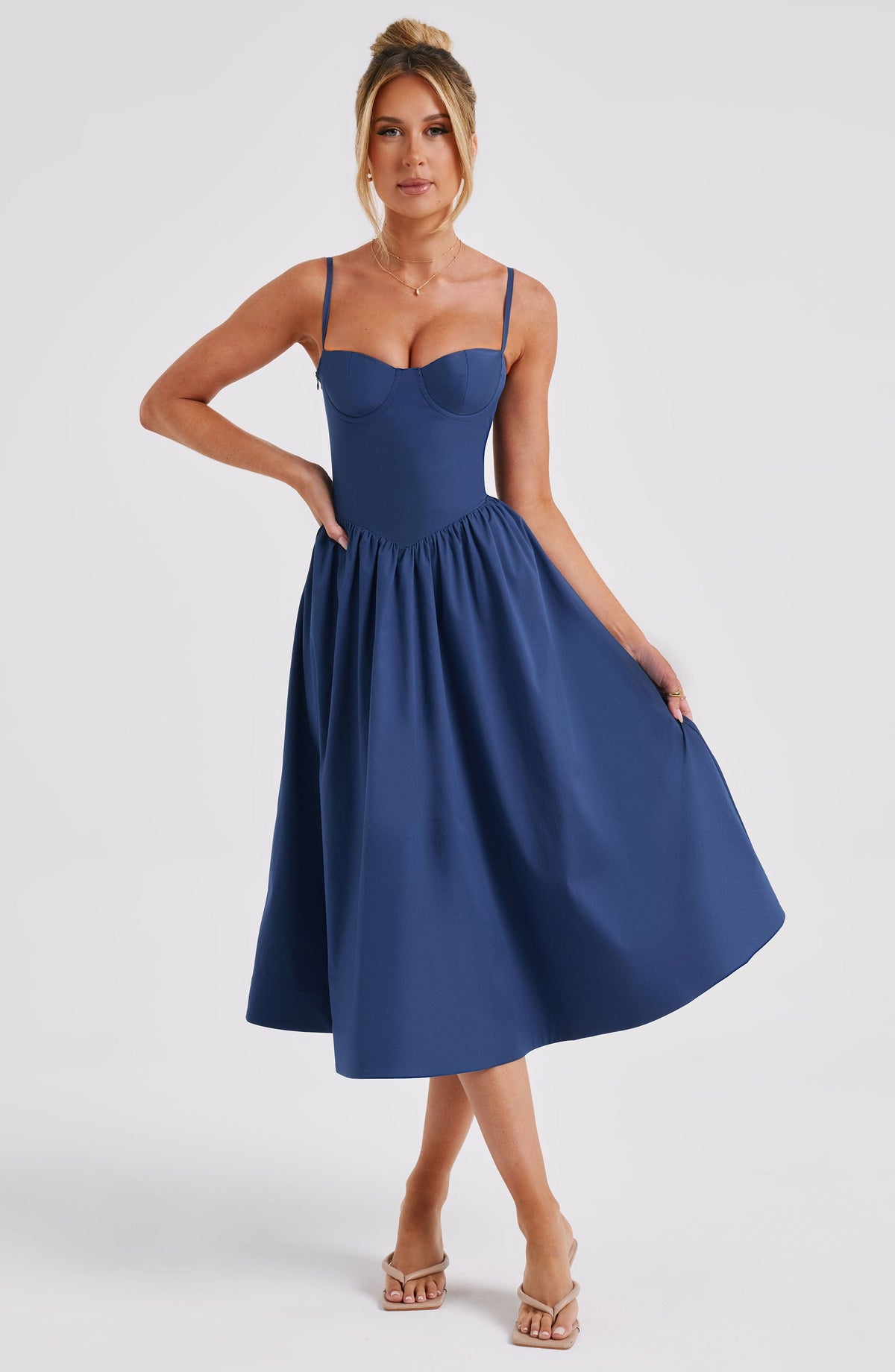 Daisey Midi Dress - Navy Dress XS Babyboo Fashion Premium Exclusive Design