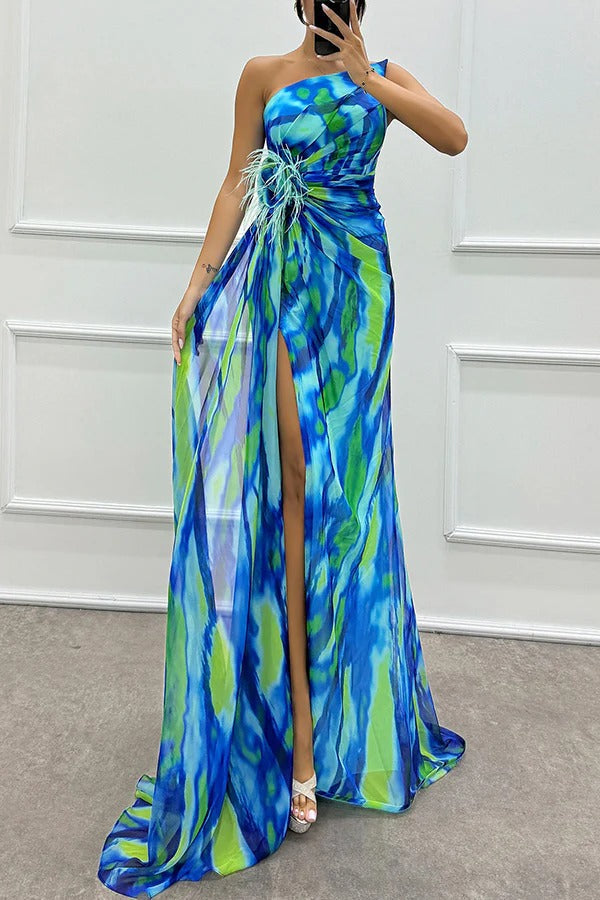 Eva - Trendy Skew Collar One Shoulder Party Dress