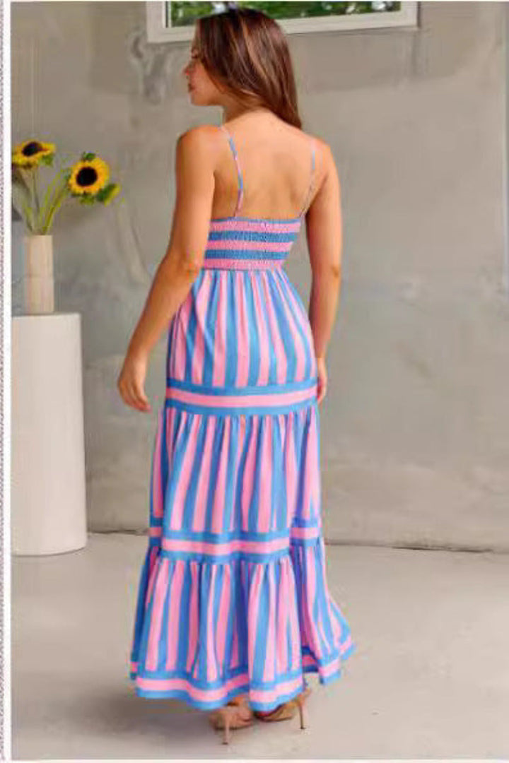 Naomi - Casual Spaghetti Strap Large Swing Maxi Dress