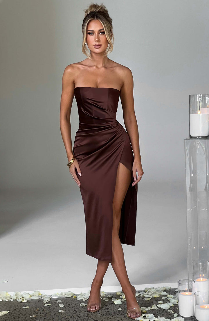 Inez Midi Dress - Chocolate Dress XS Babyboo Fashion Premium Exclusive Design