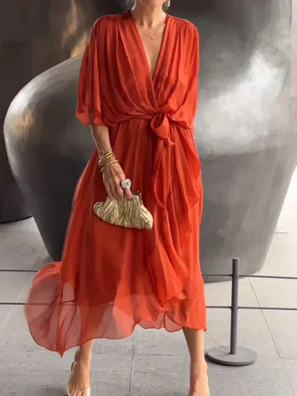 Fenella - Elegant Ruffled Irregular Long Party Dress