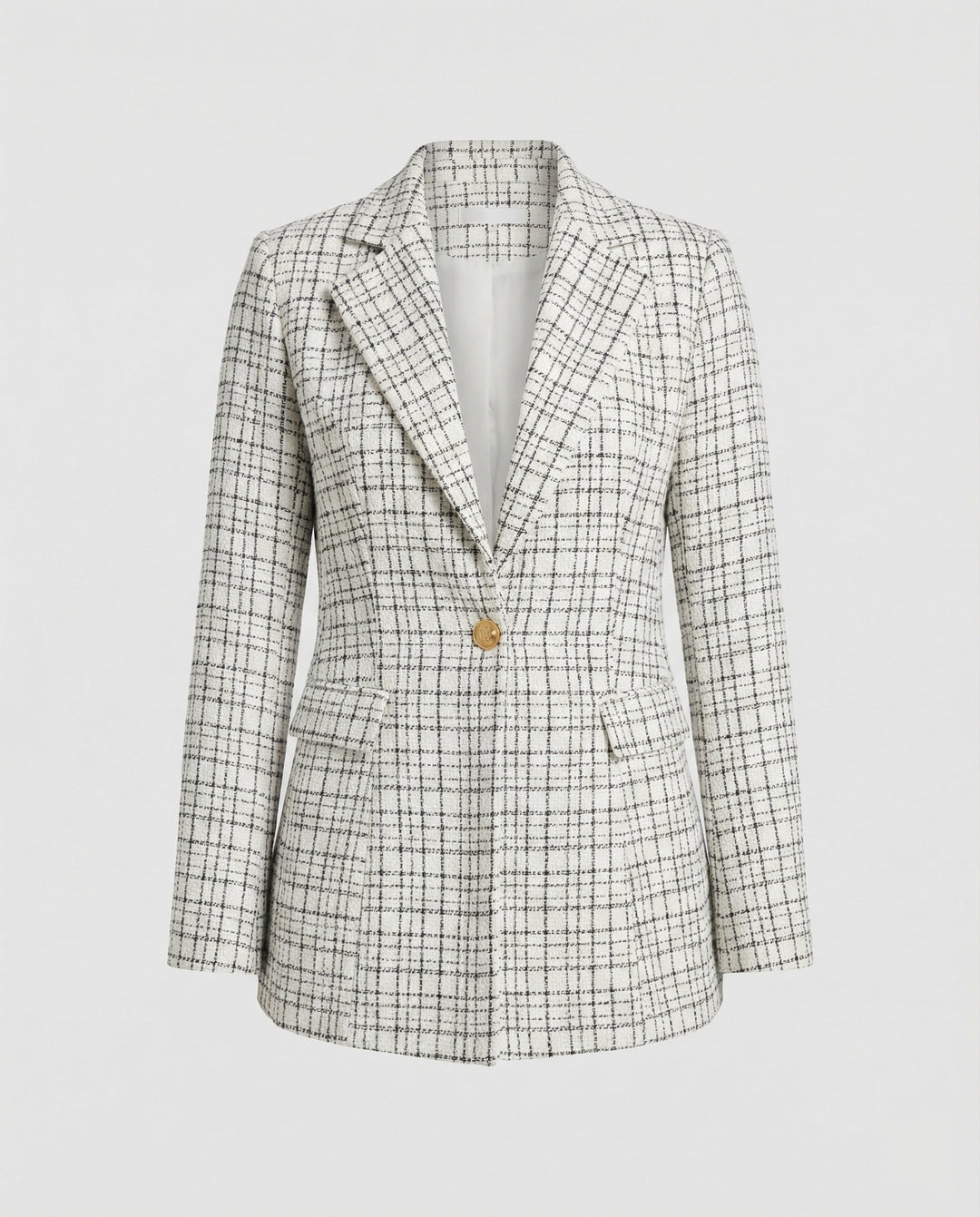 Women's Houndstooth Tailored Blazer Single Button