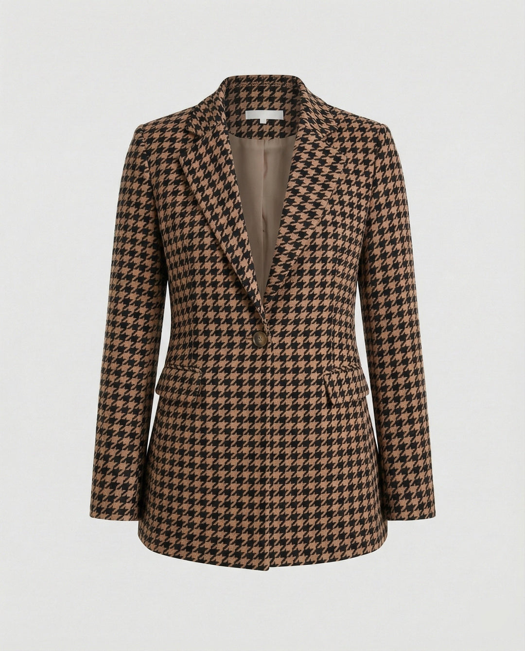Women's Houndstooth Tailored Blazer Single Button